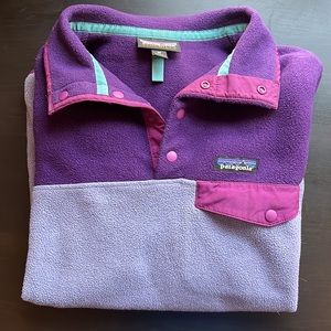 Patagonia Womens Synchilla Snap-T Fleece Pullover Purple Colorblock Size XS